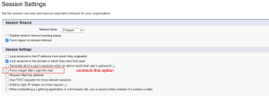 disable relogin after loginas user session settings